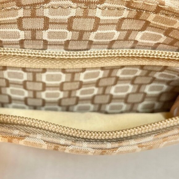 Nine West Y2K Vintage Tan Brown Geometric Print Buckled Shoulder Zipper Purse - Picture 8 of 11